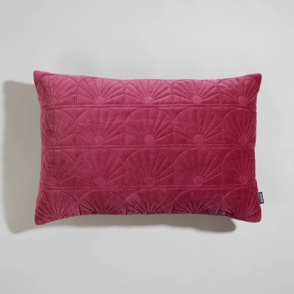 Coussin en coton motif en relief fuchsia 60x40
