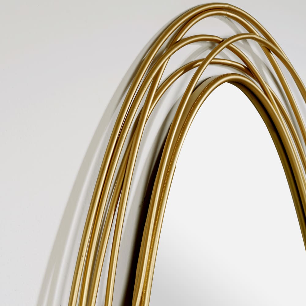 Grand miroir ovale en fer forgé doré, 70x150 cm