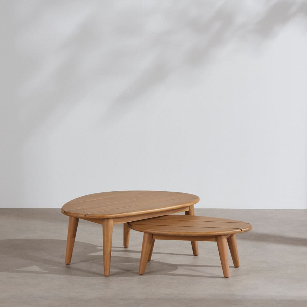 Tables basses gigognes de jardin en bois d'acacia