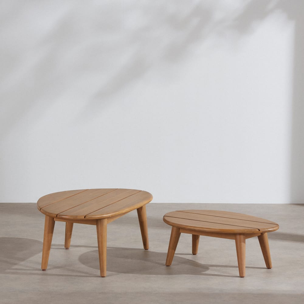 Tables basses gigognes de jardin en bois d'acacia