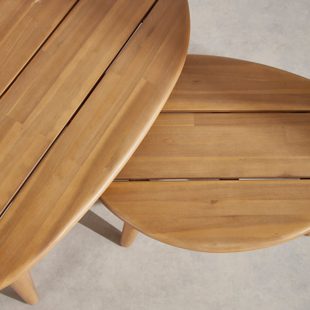 Tables basses gigognes de jardin en bois d'acacia — vue 4