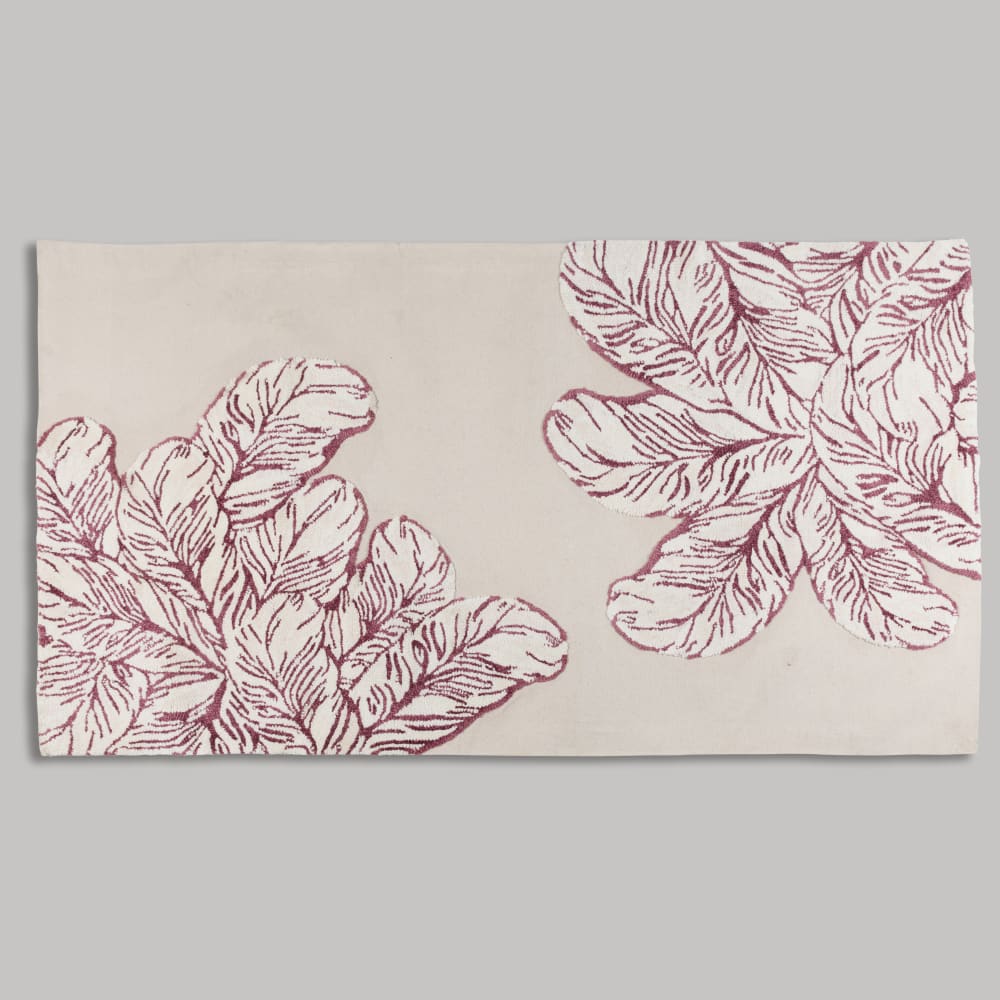 Tapis tufté beige, écru et bordeaux, 90x150 cm