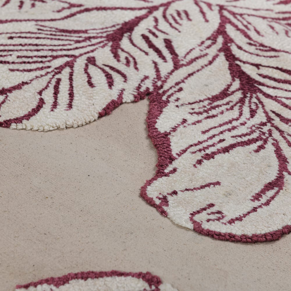 Tapis tufté beige, écru et bordeaux, 90x150 cm — vue 3