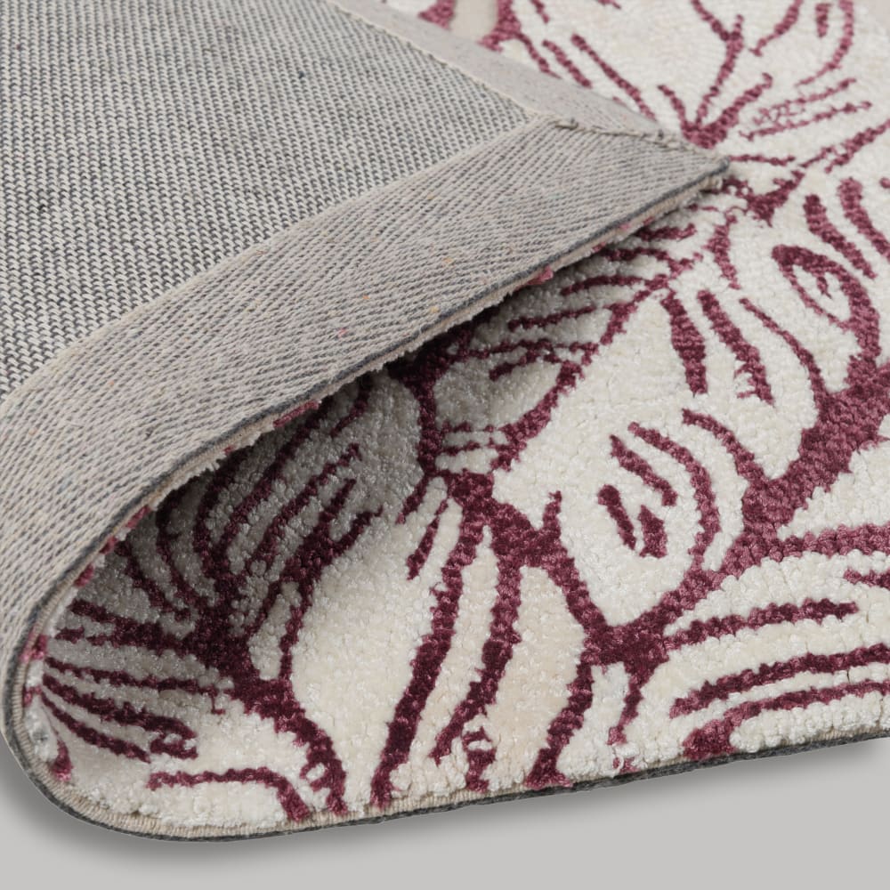 Tapis tufté beige, écru et bordeaux, 90x150 cm — vue 4