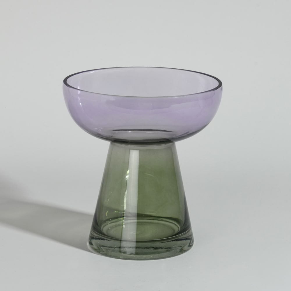 Vase en verre violet et vert H18