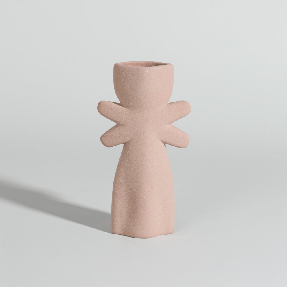 Vase totem en faïence marron H18