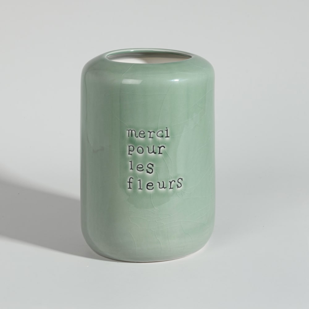 Vase grès vert kaki H22