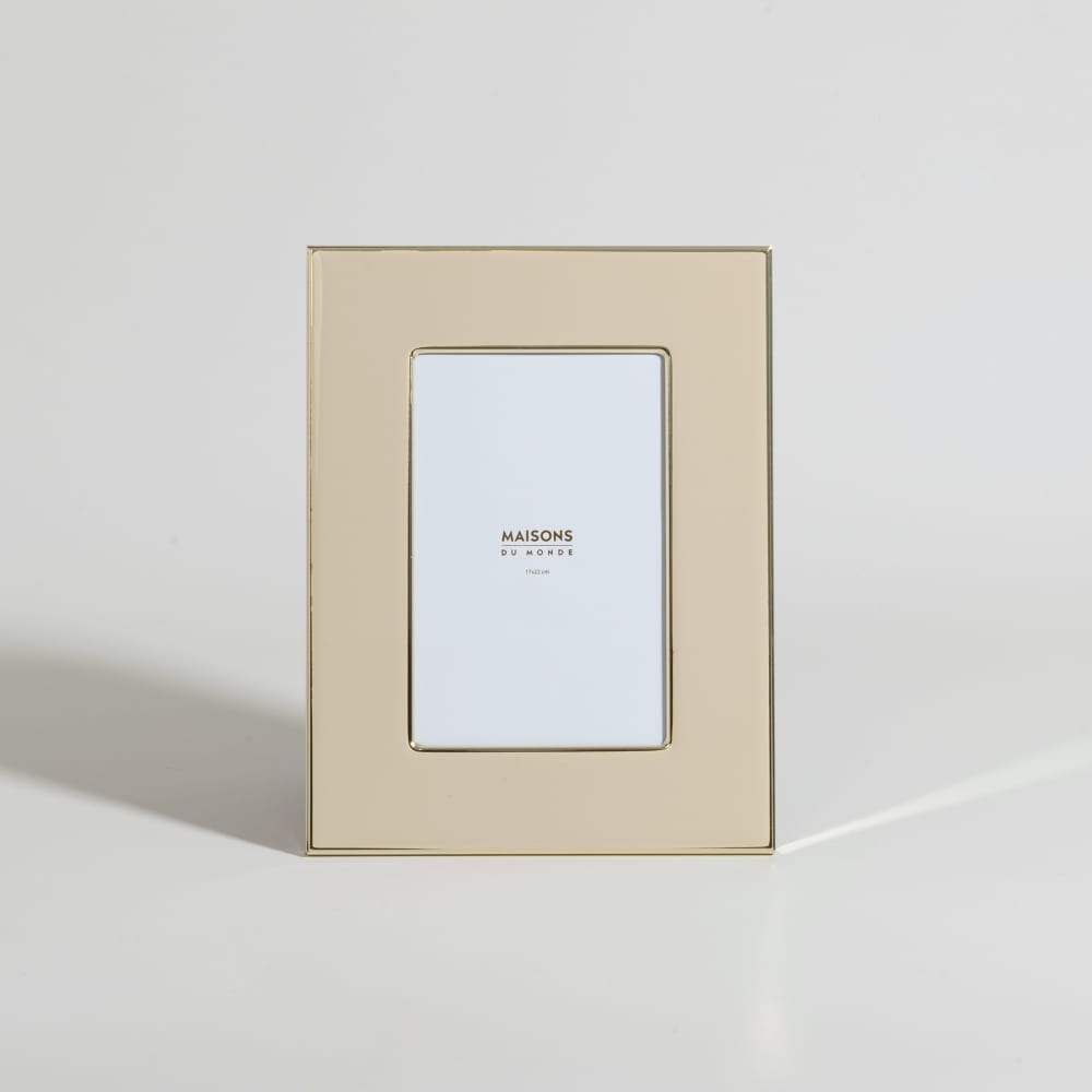 Cadre photo beige et doré, format 17x22 cm