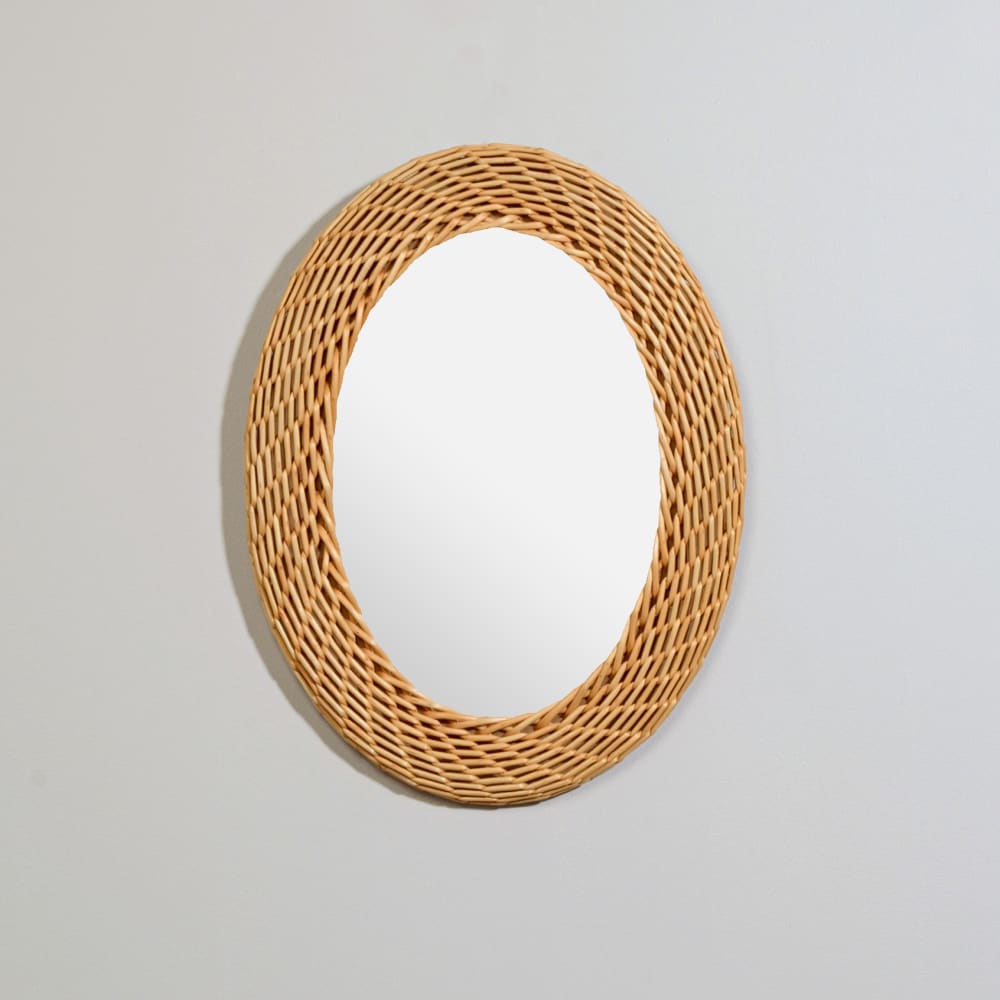Miroir ovale en osier tressé 31x41