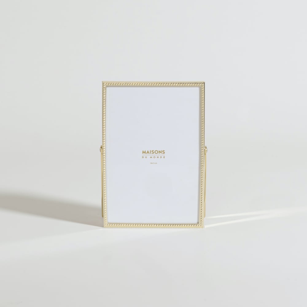 Cadre photo en acier perlé doré, format 11x16 cm