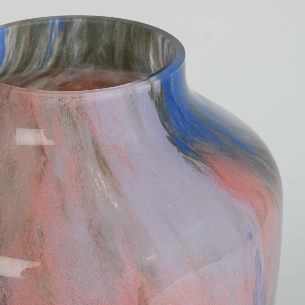 Vase en verre bleu, rose et vert, H28 cm
