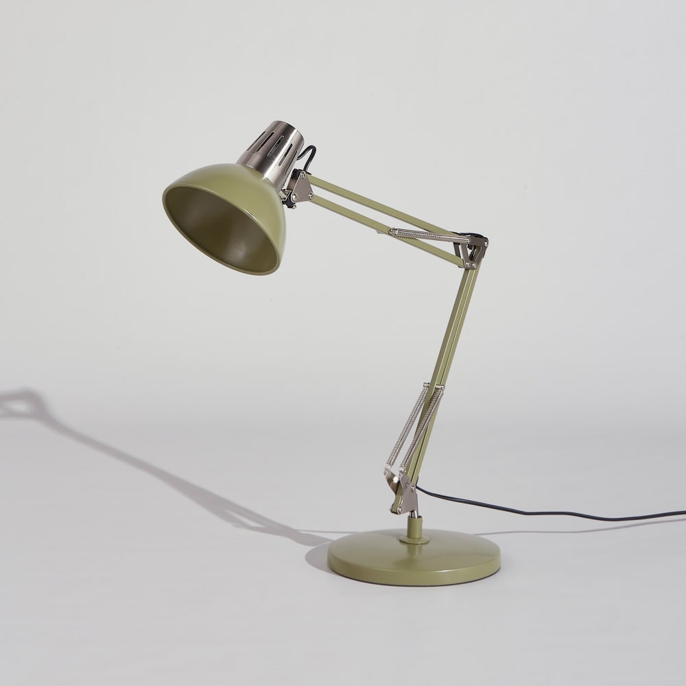 Lampe de bureau articulée en acier brossé vert