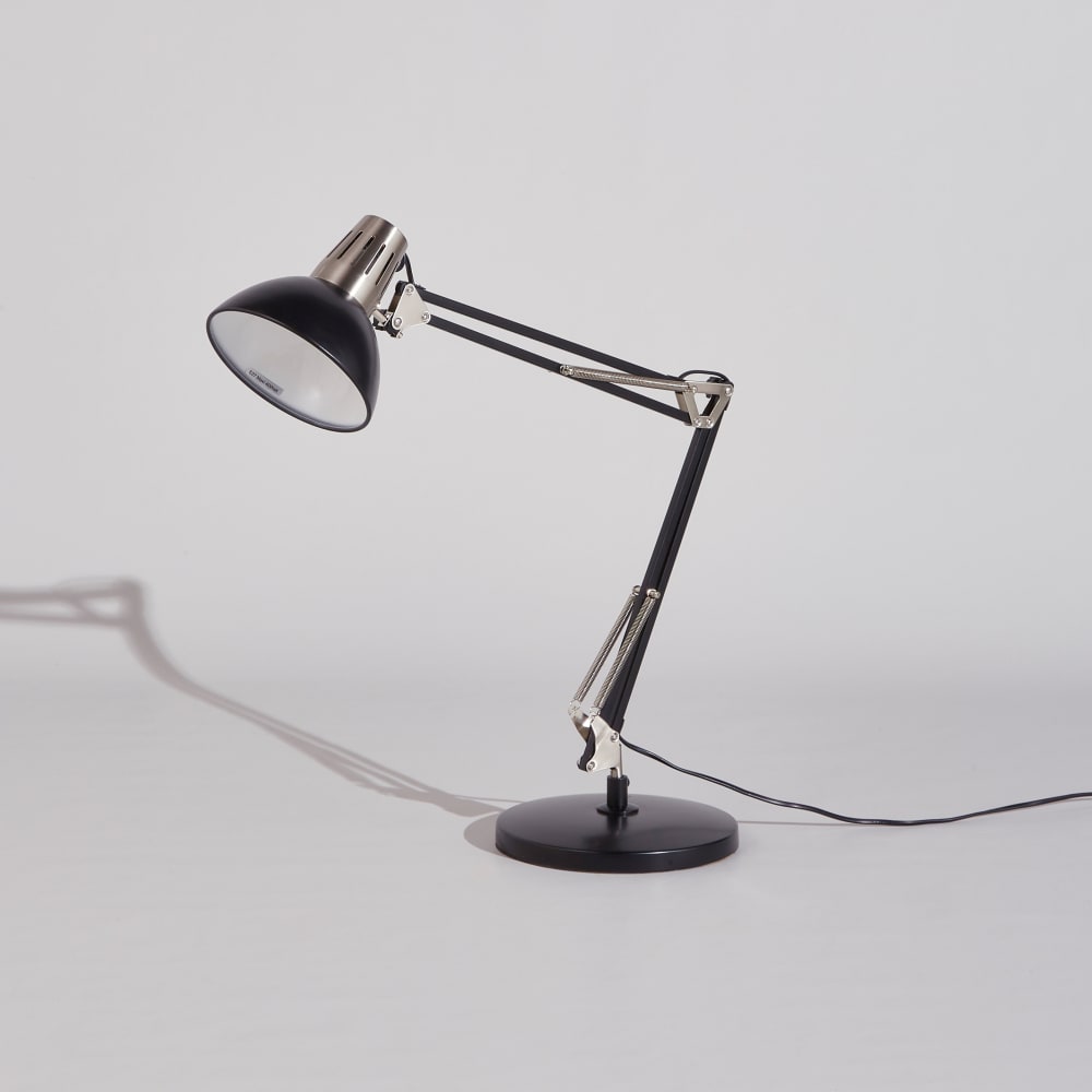 Lampe de bureau articulée en acier brossé noir