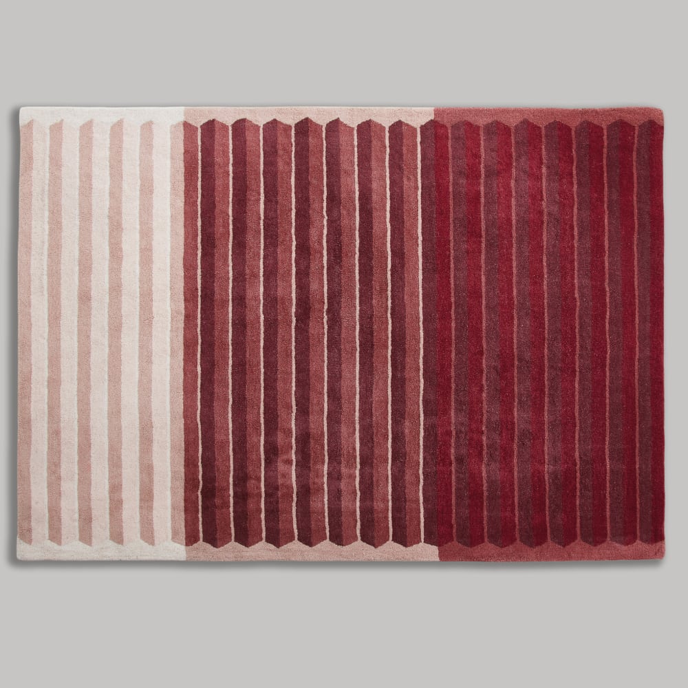Tapis en laine tuftée rose, rouge et beige, 160x230 cm