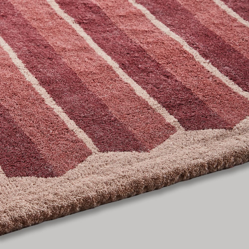 Tapis en laine tuftée rose, rouge et beige, 160x230 cm — vue 3