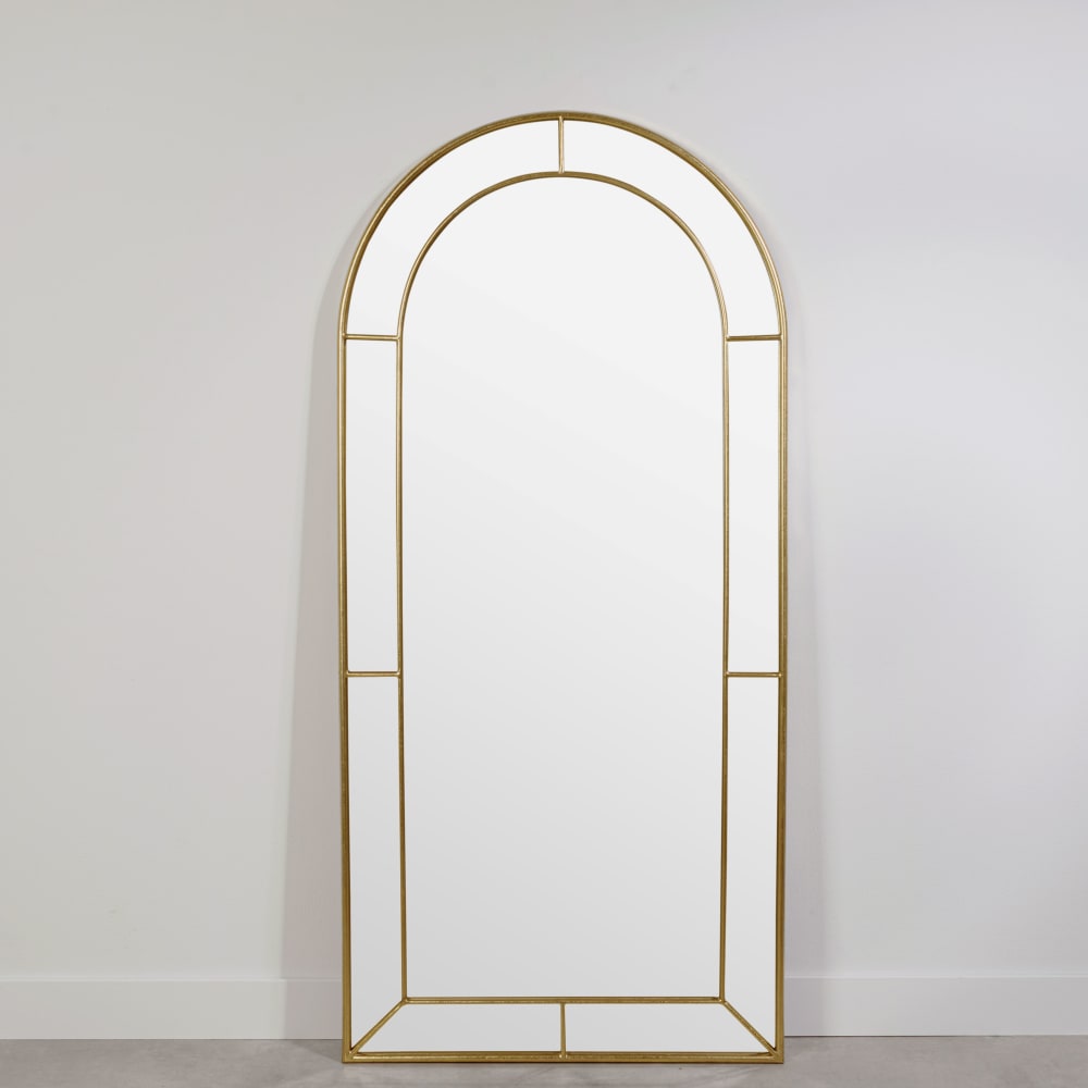 Grand miroir arche en aluminium doré 70x150