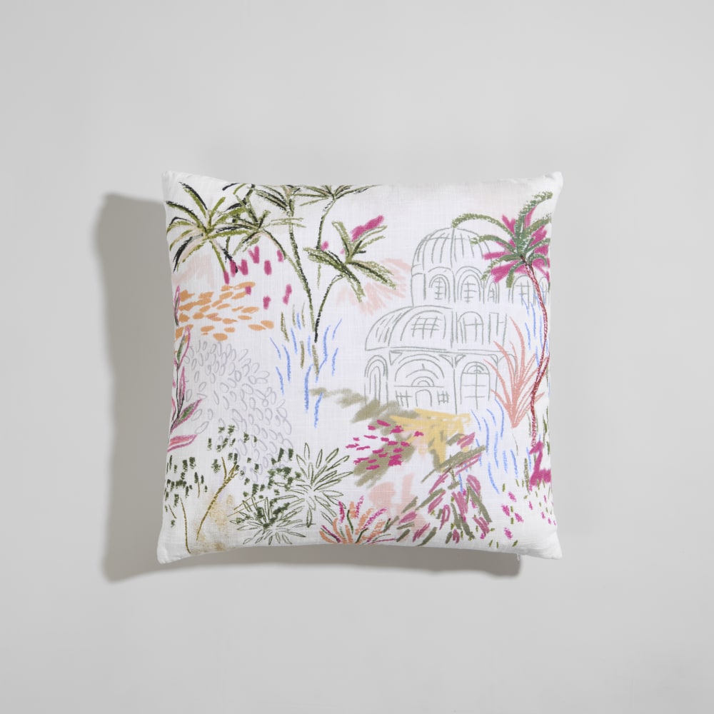 Housse de coussin en coton biologique imprimé végétal multicolore 40x40