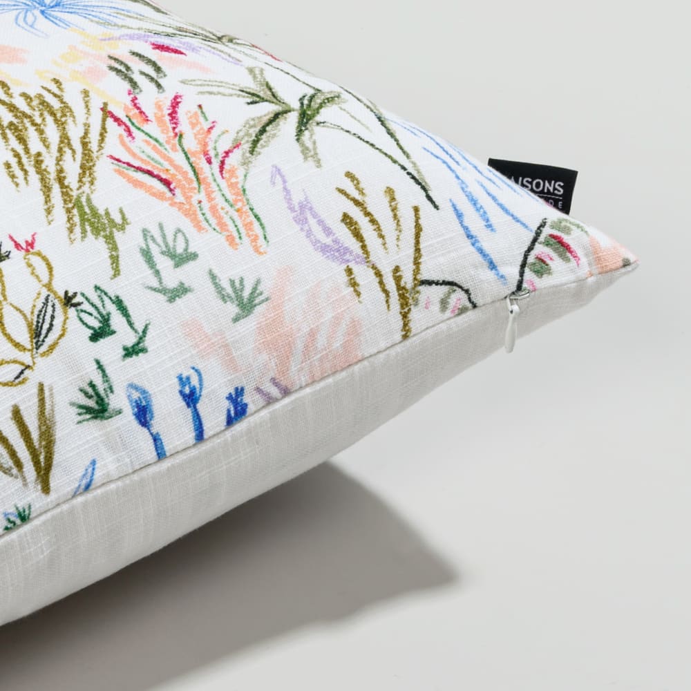 Housse de coussin en coton biologique écru imprimé floral mutlicolore 50x30 — vue 4