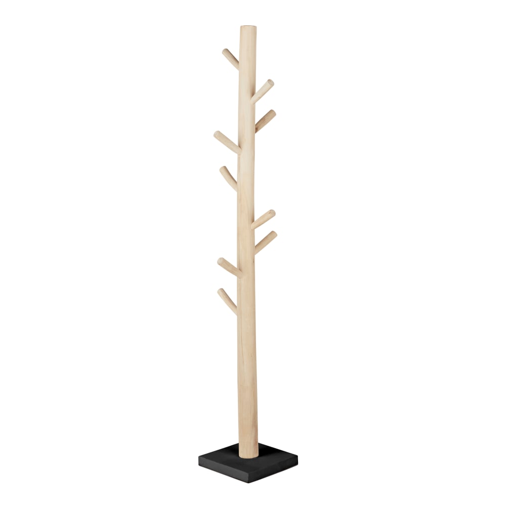 Porte-manteaux tronc d'arbre en bois de teck brun