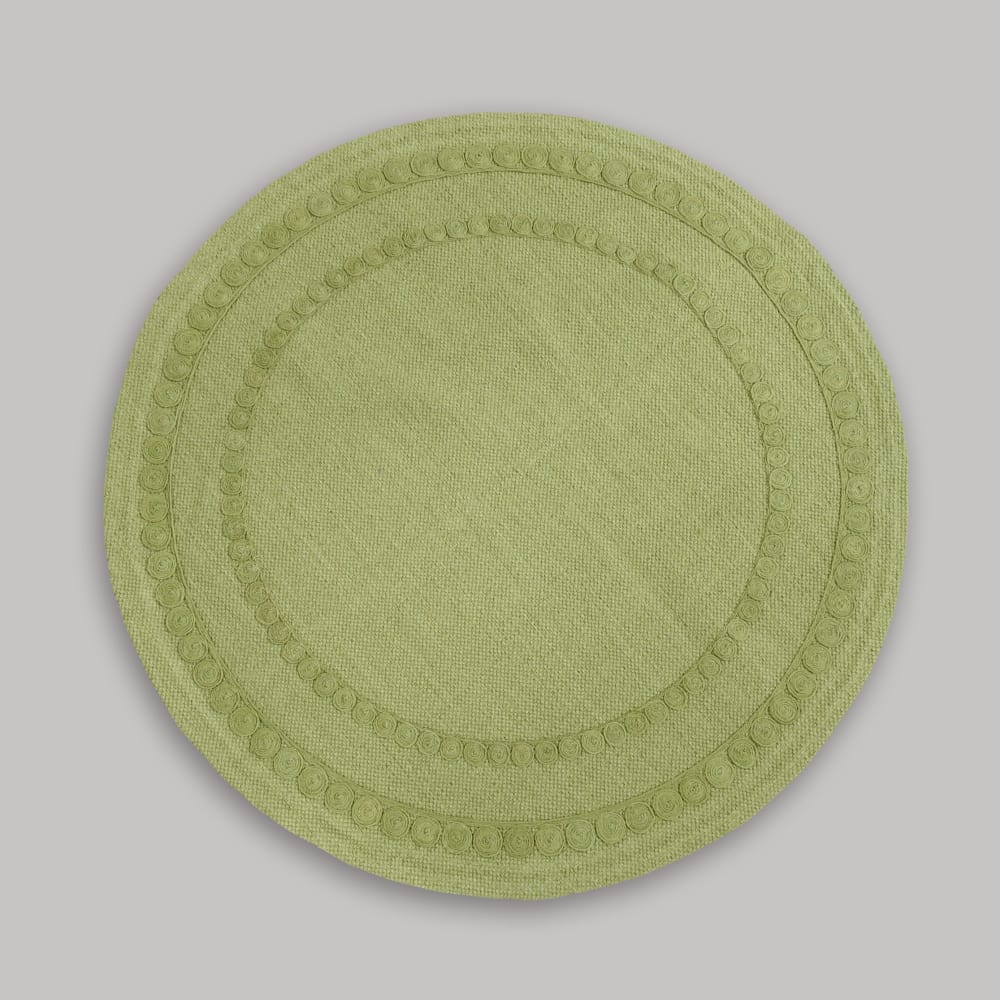 Tapis rond en coton recyclé vert, Ø90 cm