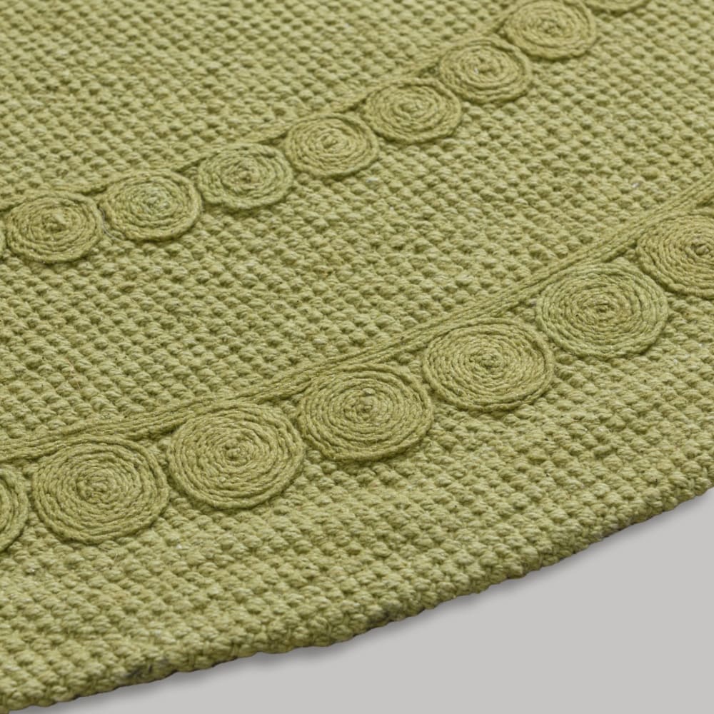 Tapis rond en coton recyclé vert, Ø90 cm — vue 3