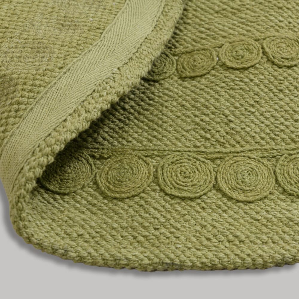 Tapis rond en coton recyclé vert, Ø90 cm — vue 4