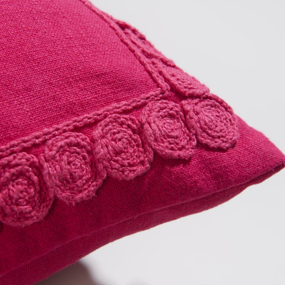 Housse de coussin en coton et bordure fuchsia 40x40 — vue 4