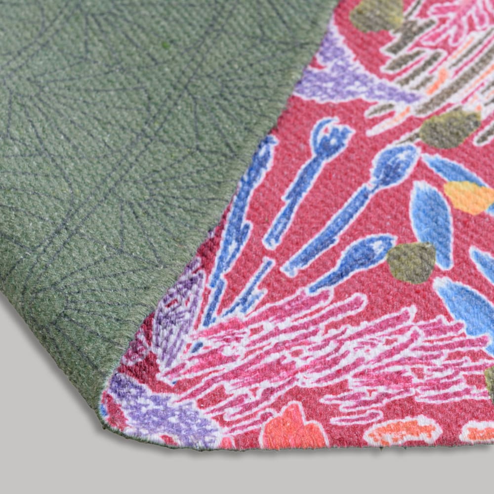 Tapis réversible en coton recyclé multicolore, 60x90 cm — vue 4