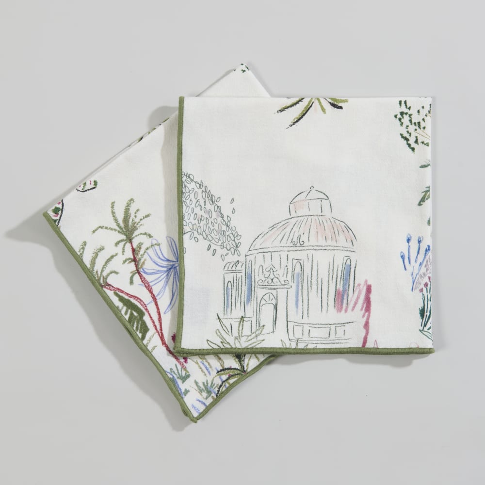 Serviettes en coton à motif multicolore finition point de bourdon en bordure 45x45 (x2)
