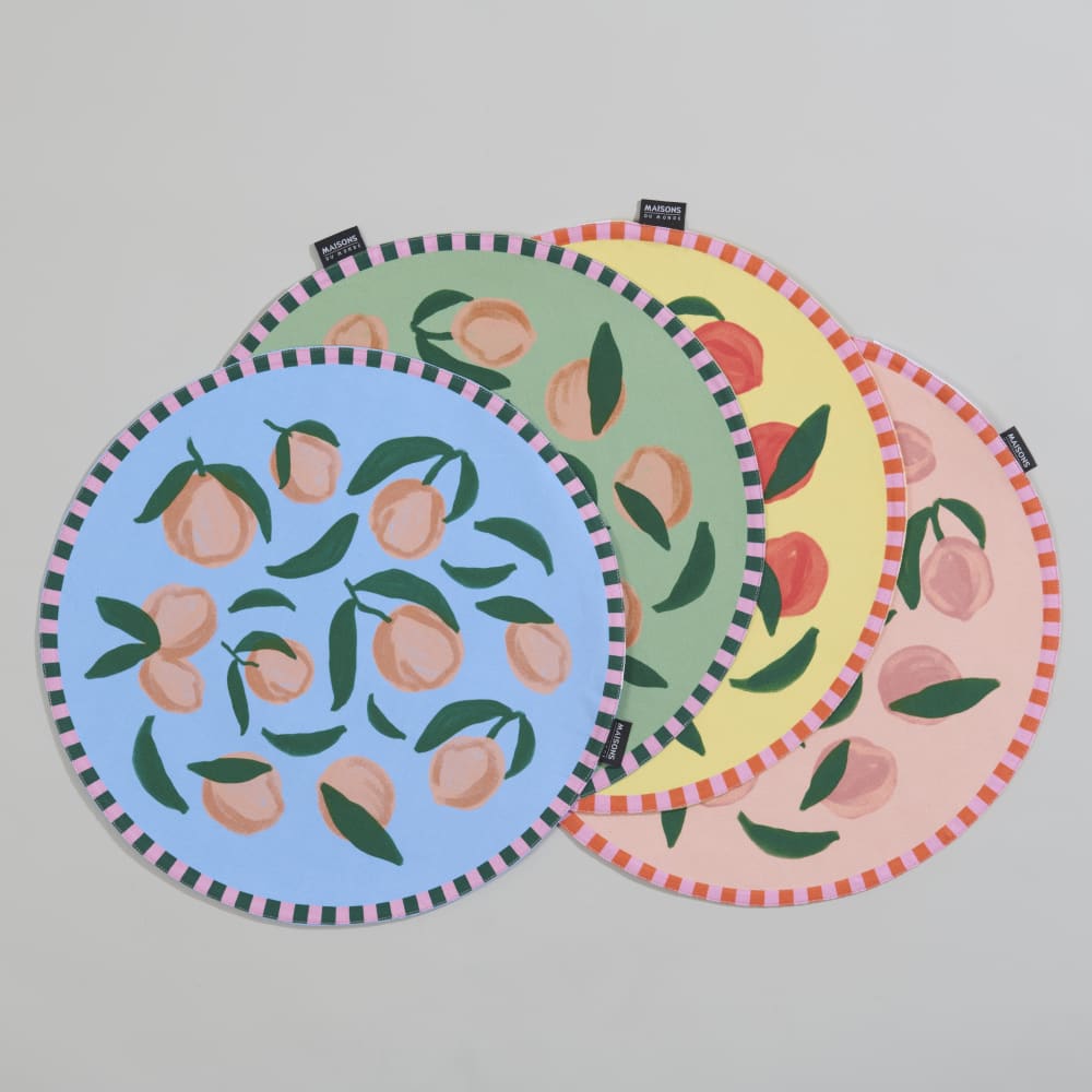 Sets de table rond en coton imprimé fruité multicolore D38 (x4)