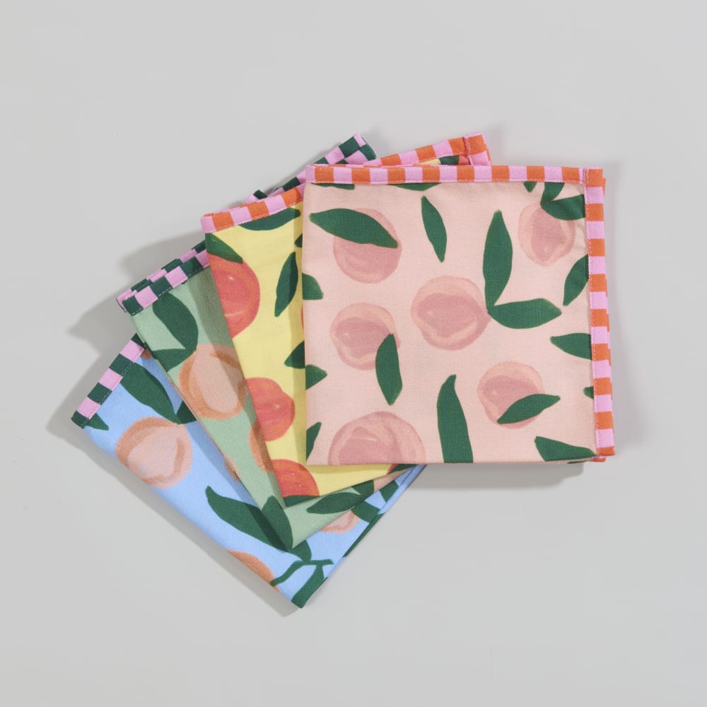 Serviettes cocktail en coton imprimé fruité multicolore 30x30 (x4)