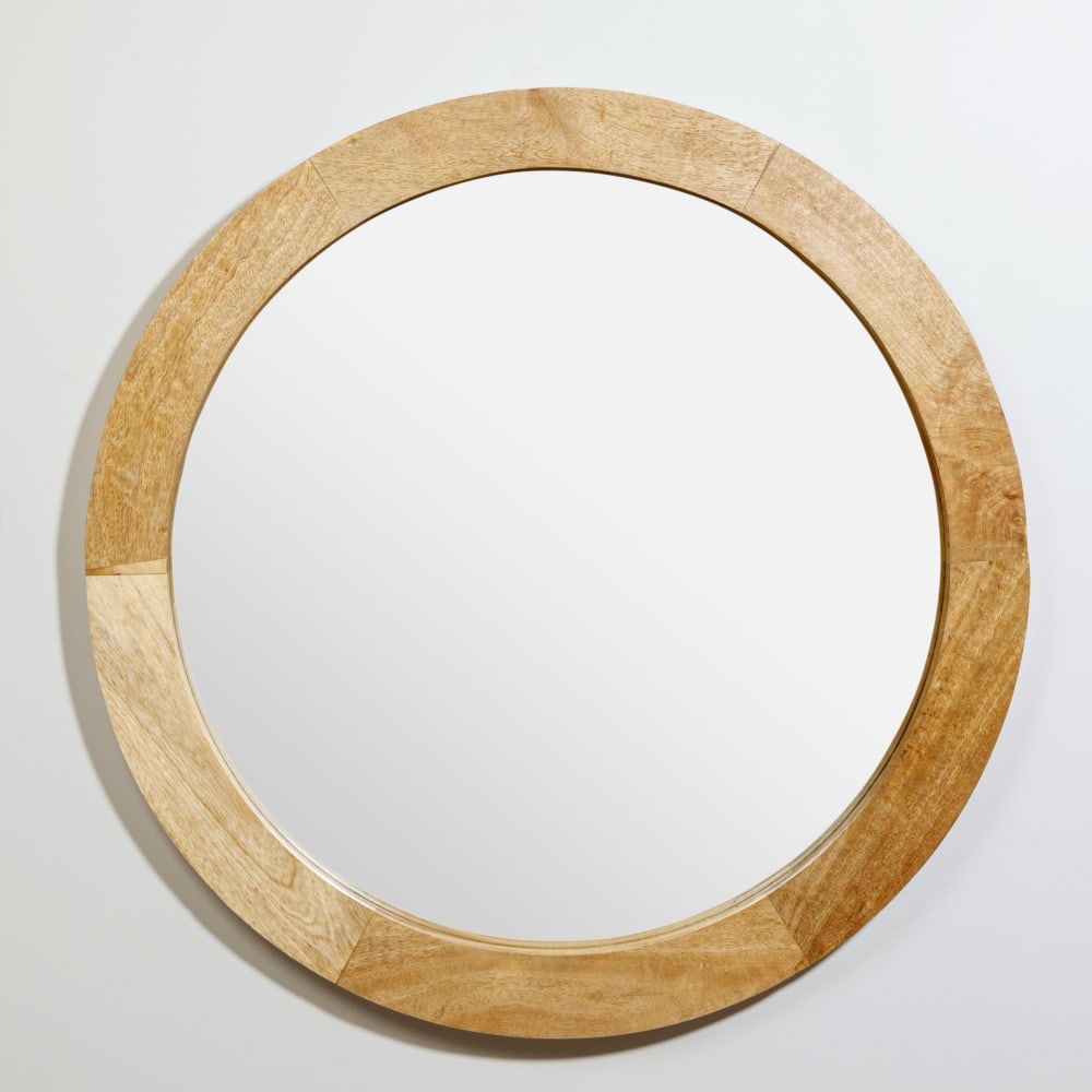 Miroir rond en bois de manguier, D81 cm