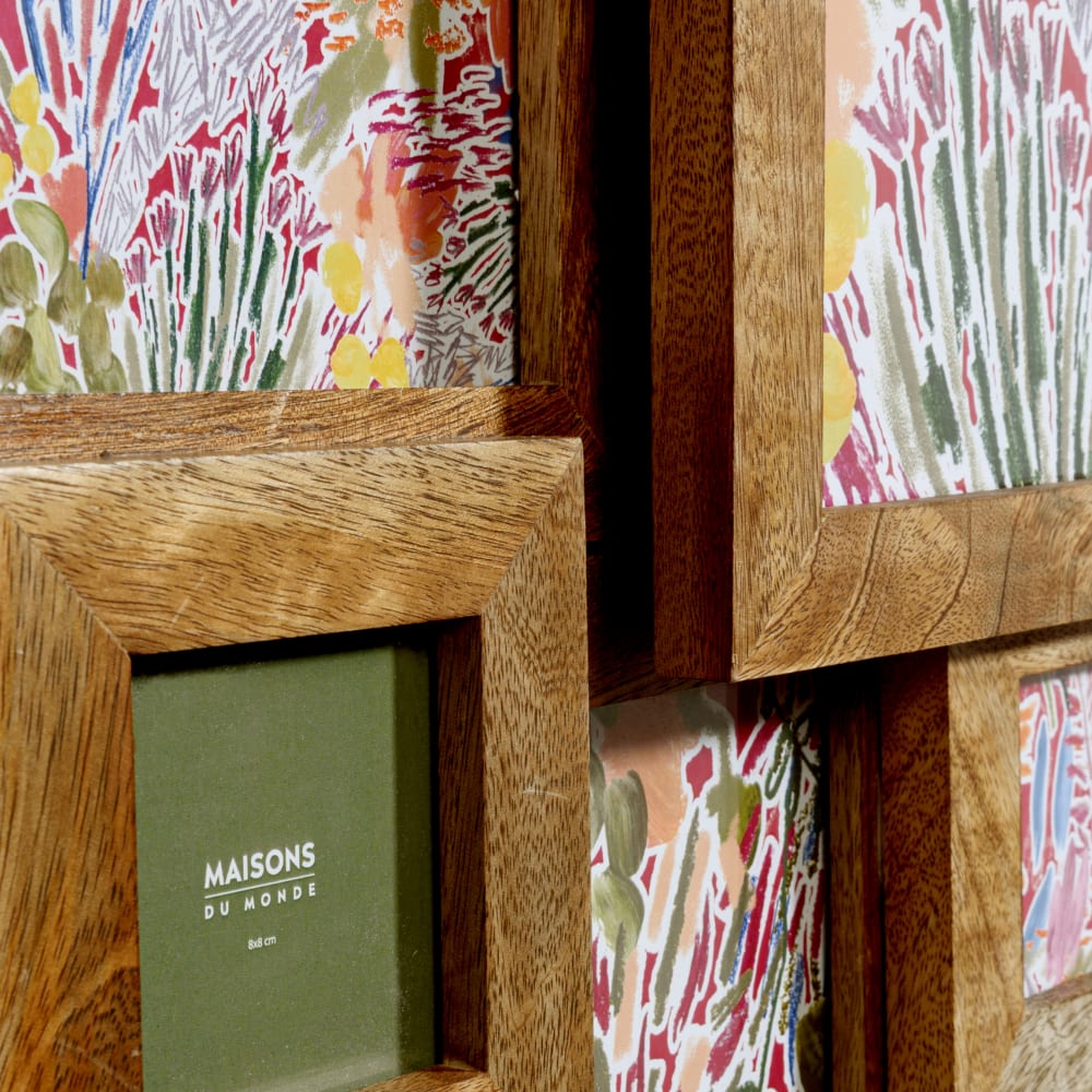 Cadre multivues 11 photos en bois de manguier, 55x55 cm - Maisons du Monde