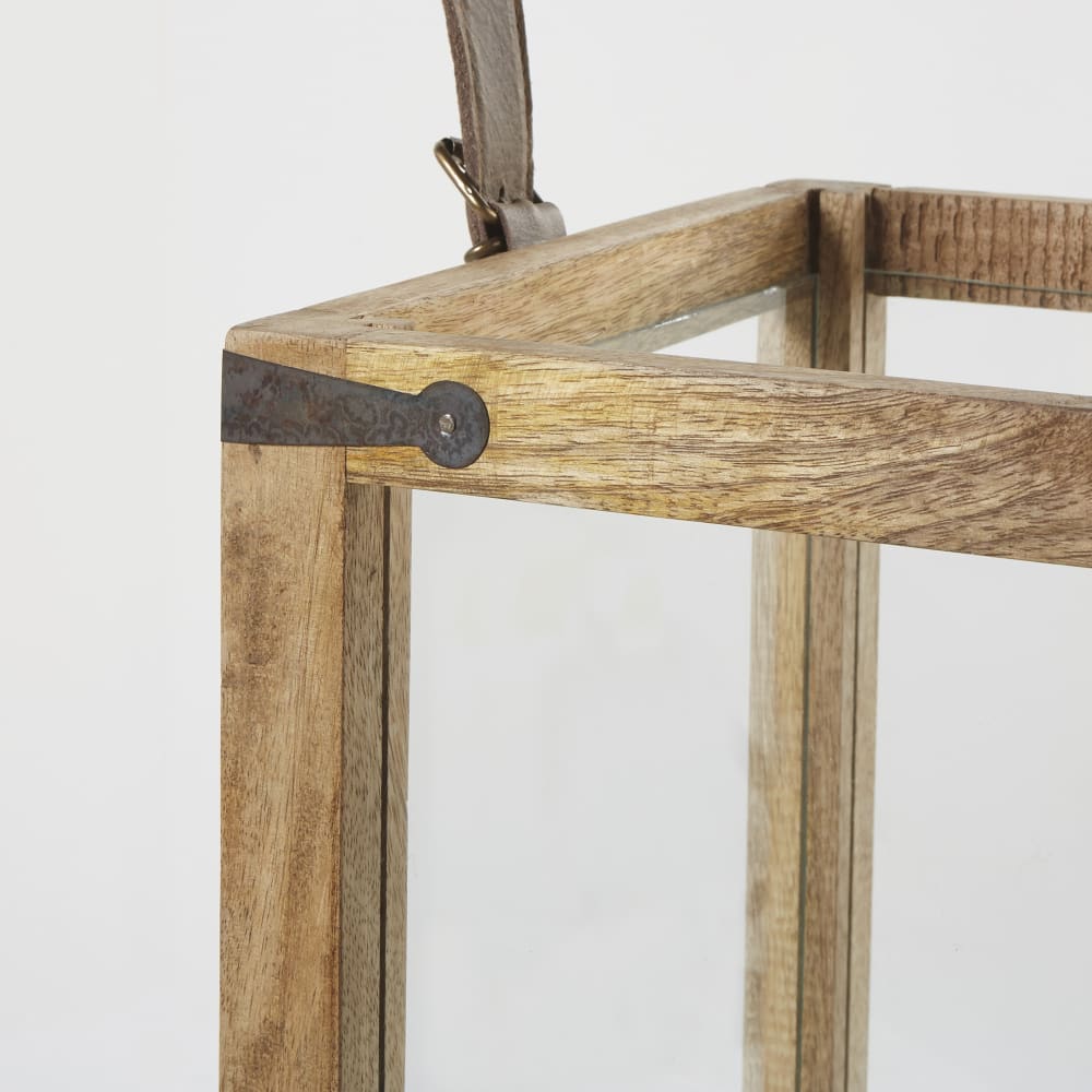 Lanternes en bois de manguier et cuir (x2) — vue 4