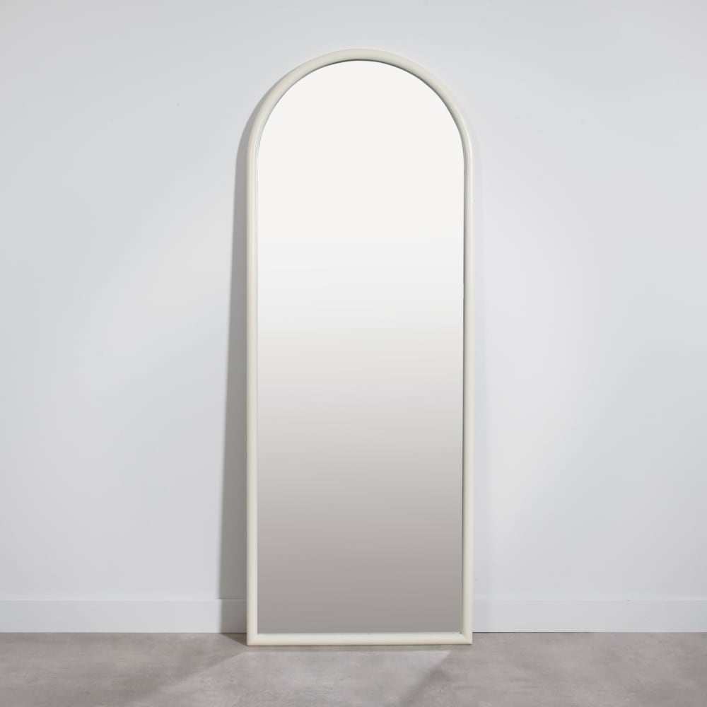 Grand miroir arche en bois de paulownia blanc 65x170