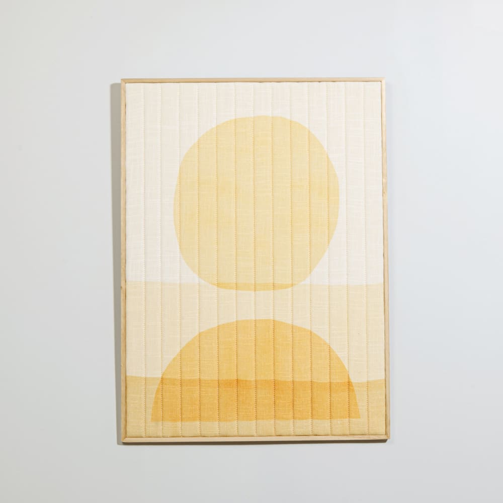 Toile abstraite effet matelassé jaune et blanche 48x65