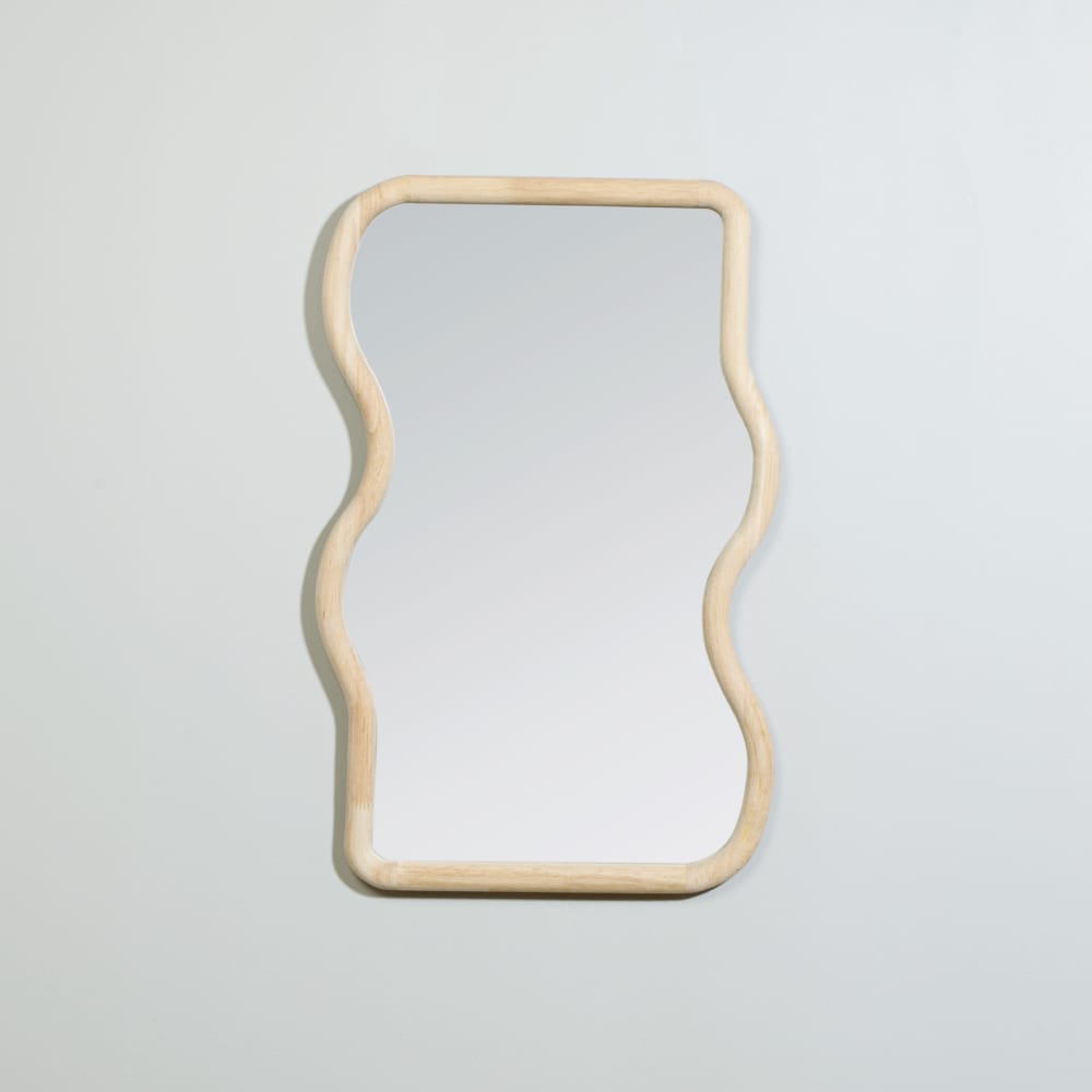 Miroir organique en bois d'hévéa, 39x59 cm
