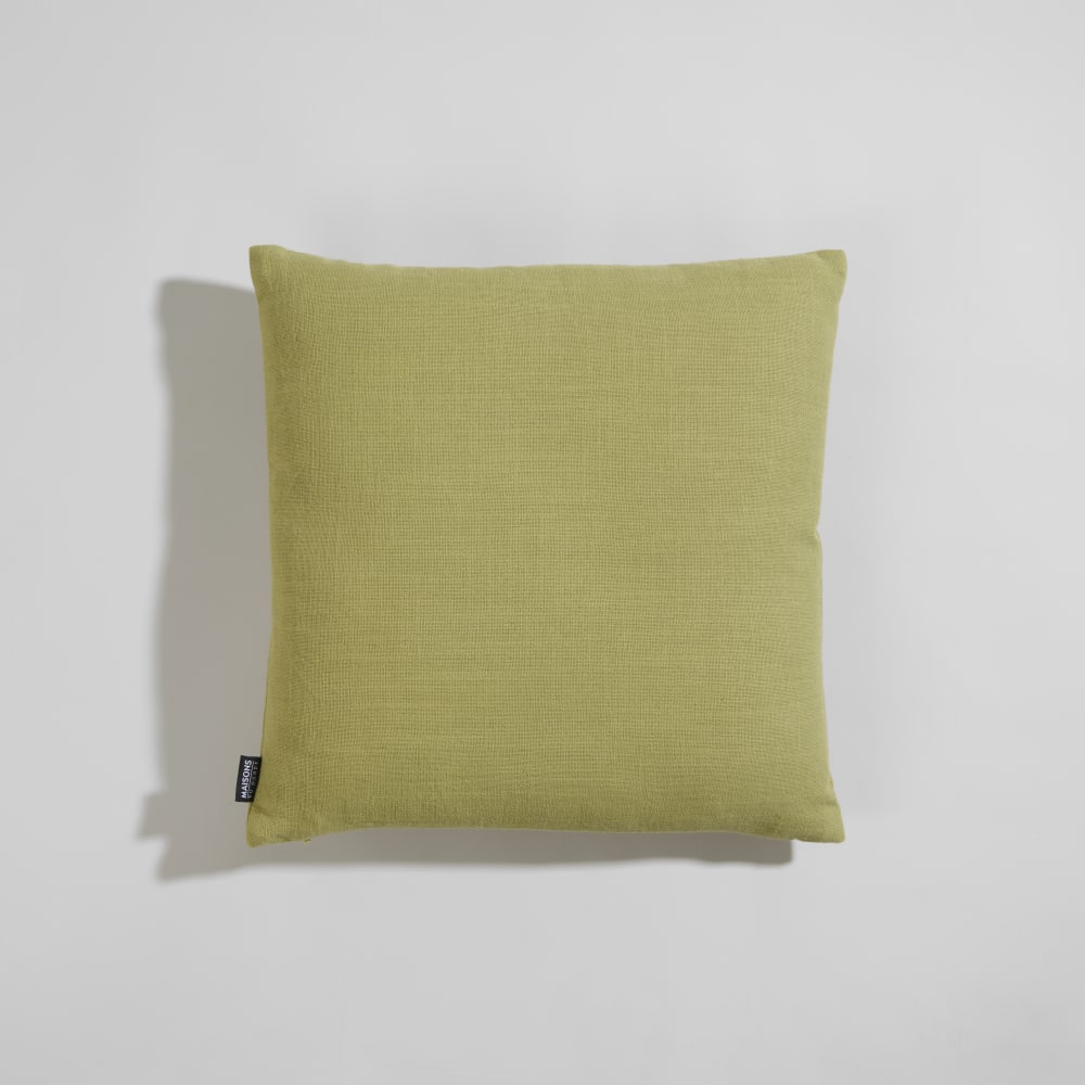 Housse de coussin en coton vert motif brodé blanc et rose 40x40 — vue 3
