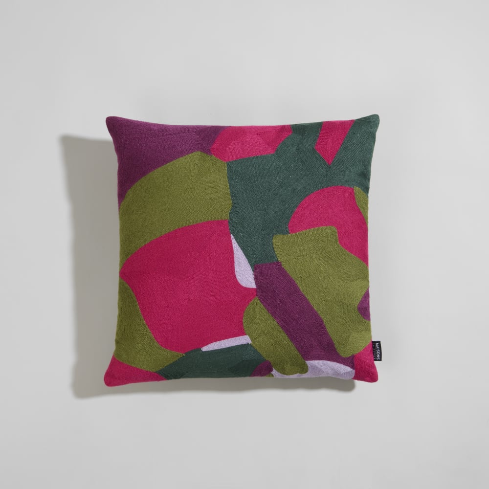 Housse de coussin en coton brodé multicolore 40x40