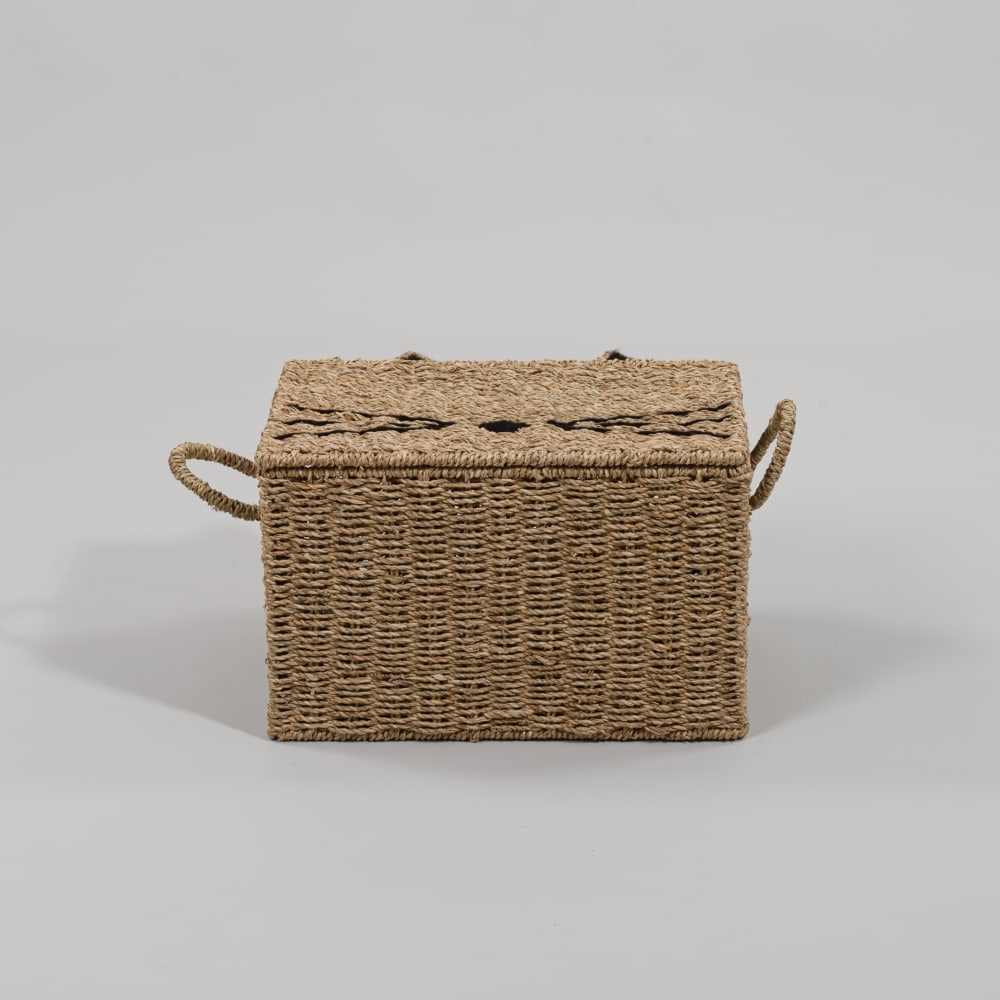 Malle en jonc de mer bicolore