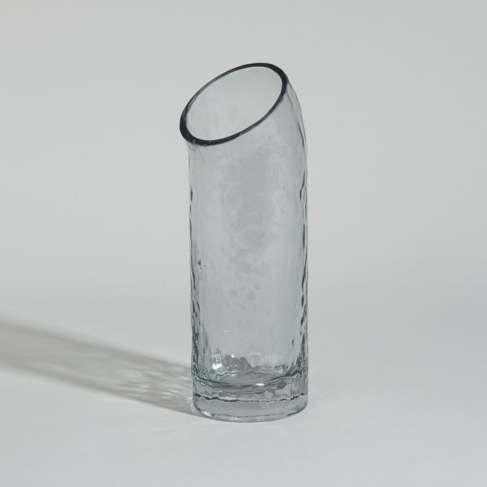 Vase en verre bleu H24