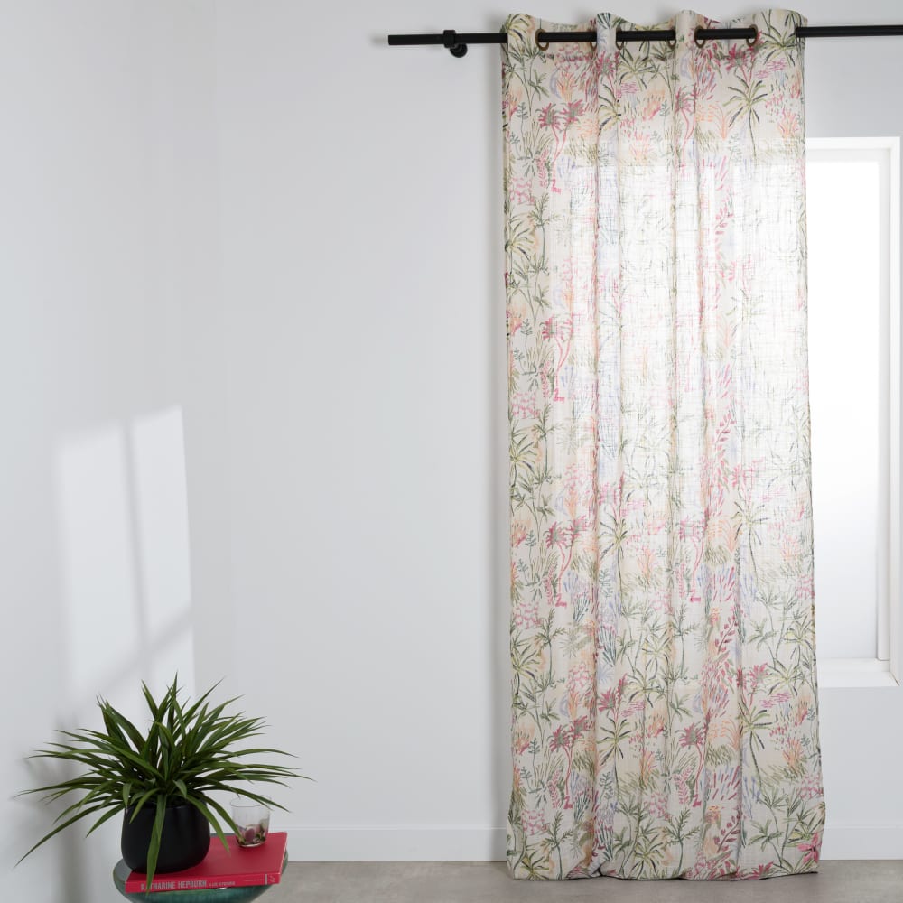 Rideau à œillets motif floral multicolore, 140x250 cm (vendu à l'unité)