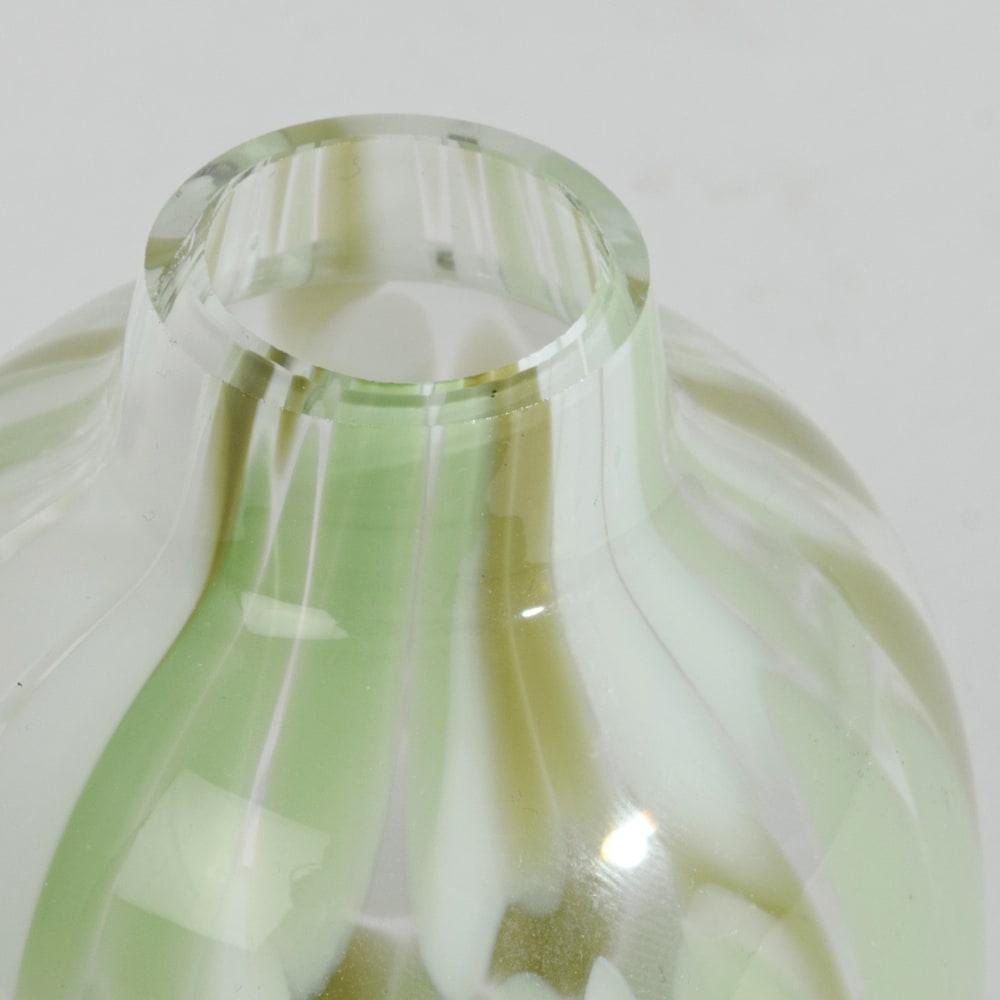 Vase en verre transparent, blanc, vert et marron H9 - Maisons du Monde