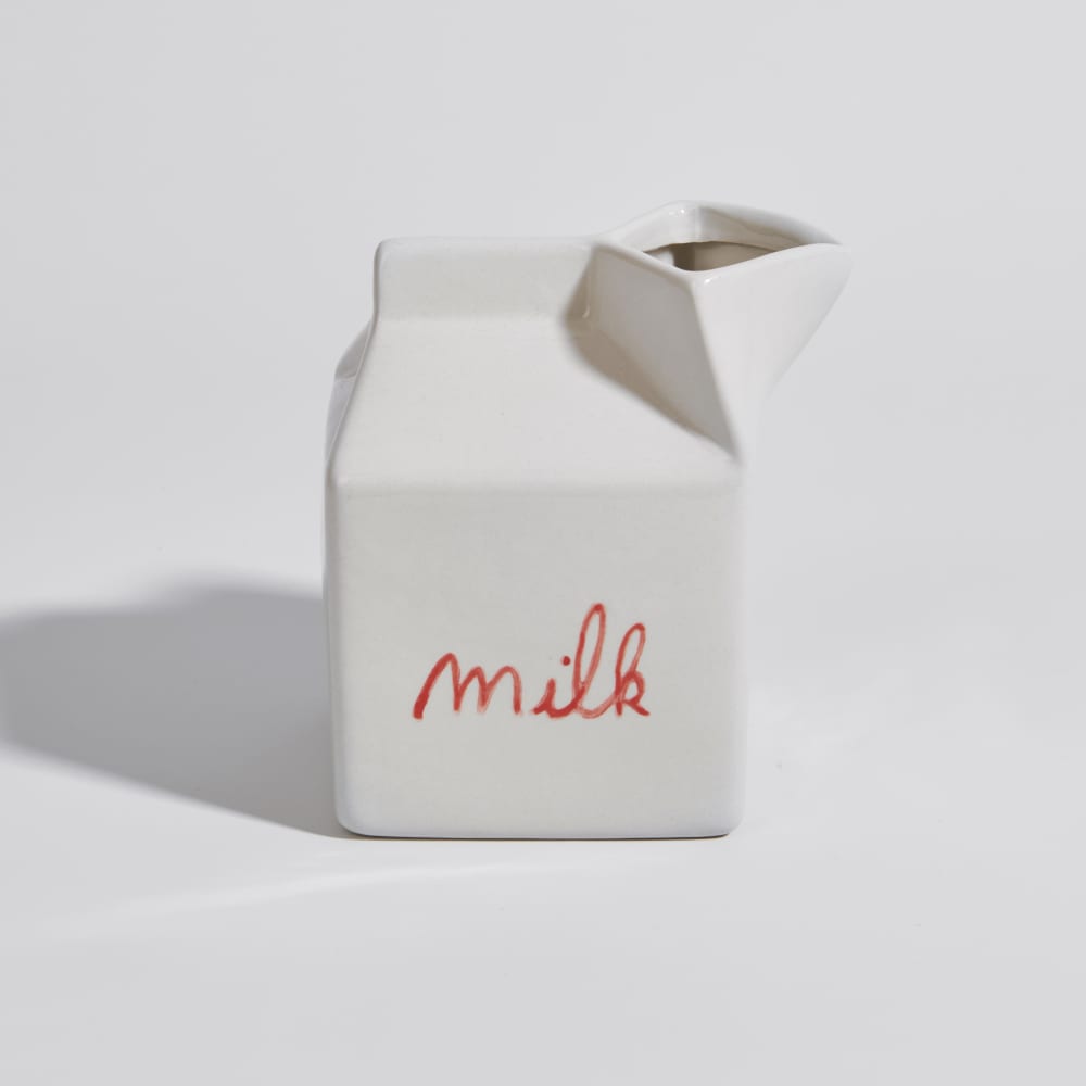 Pot à lait en grès blanc et rouge