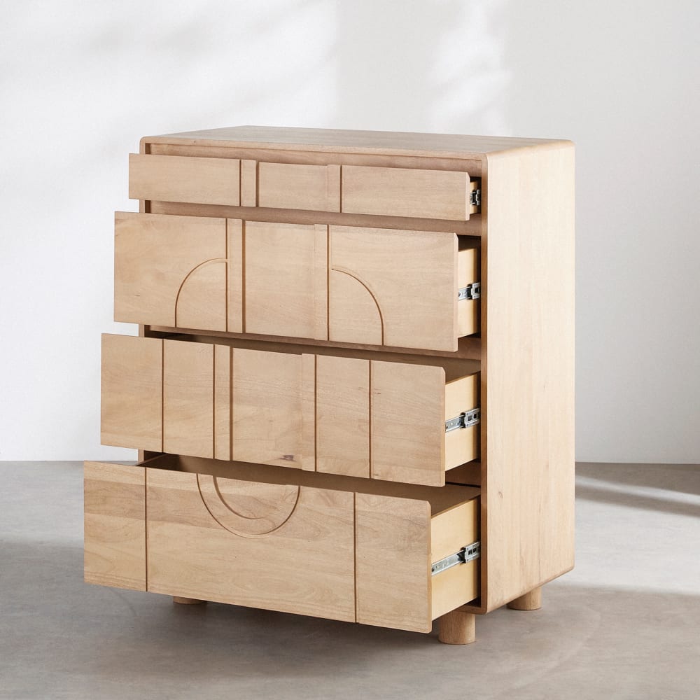 Commode haute 4 tiroirs en bois de manguier L90 — vue 3