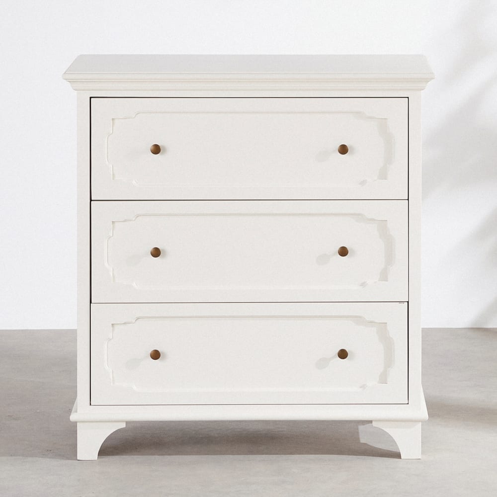 Commode blanche effet vieilli, L83 cm Commode blanche effet vieilli, L83 cm