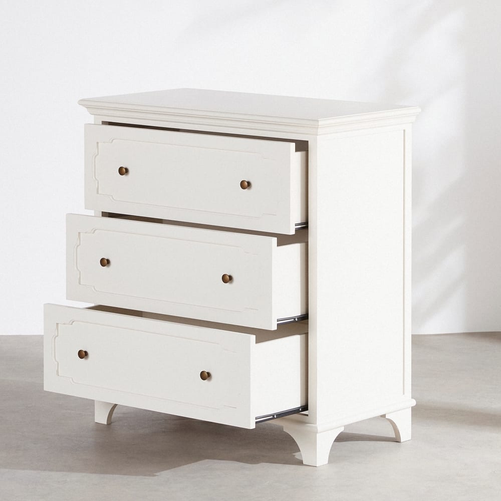 Commode blanche effet vieilli, L83 cm — vue 3