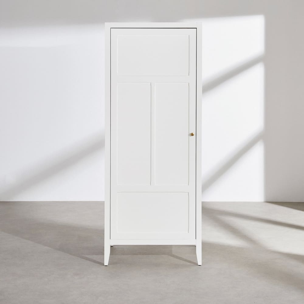 Armoire bonnetière 1 porte battante blanche L70