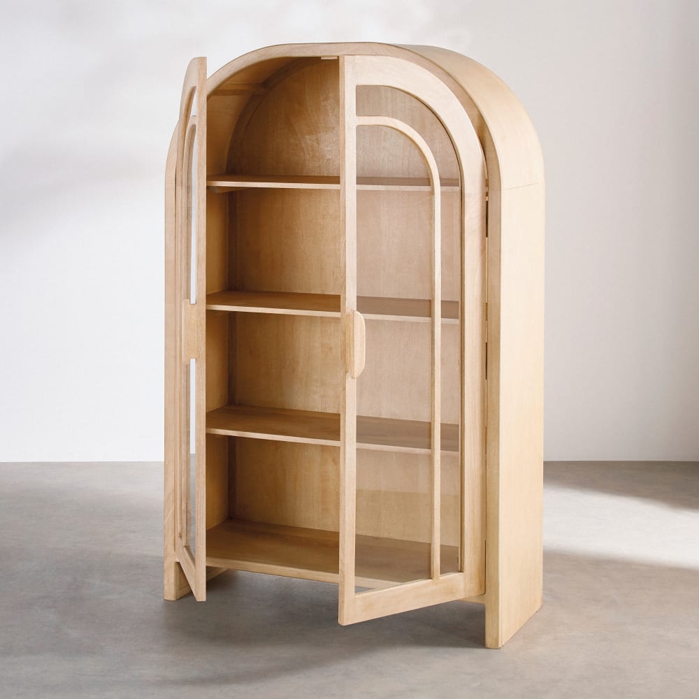 Vitrine arche 2 portes battantes en bois de manguier L105