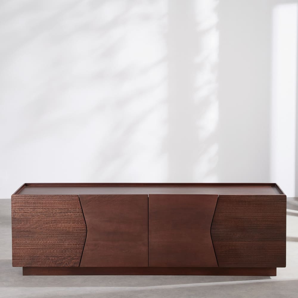 Meuble TV en bois de manguier massif, L185 cm